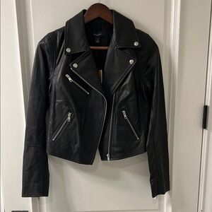Halogen Black Leather Moto Jacket
